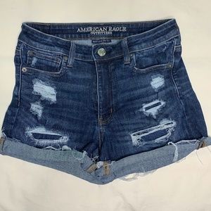 American Eagle Hi-Rise Distressed Cuffed Jean Shorts Sz 8